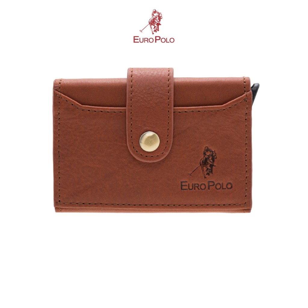 Euro Polo Top Grain Leather Card Holder  Snap Button Slim Pop Up Card Case Smart Cascade Wallet &ndash; EWB 40163