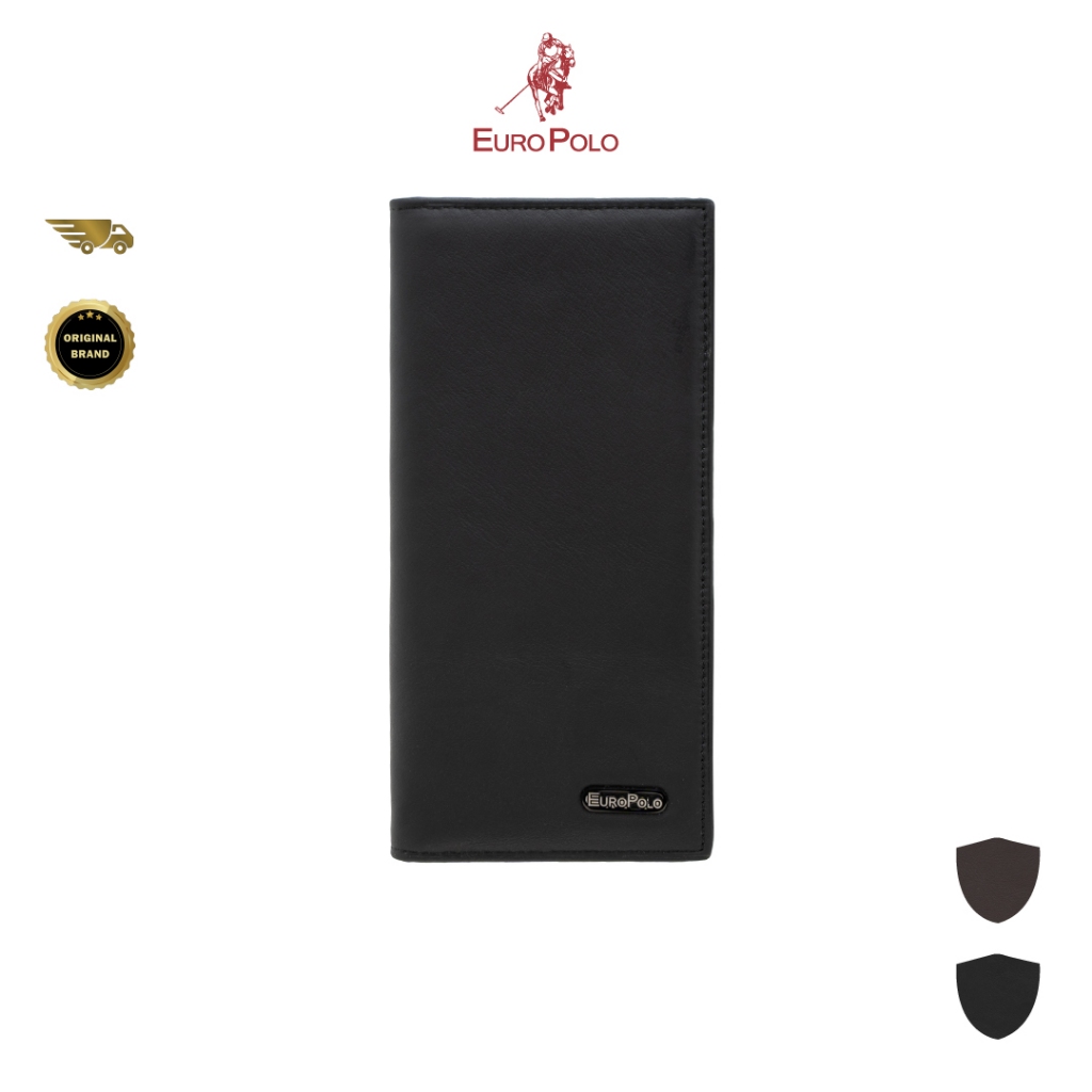 Euro Polo Top Grain Smooth Leather Bi-Fold Men&rsquo;s Long Wallet with Zipper Cash Compartment - EWB 40168